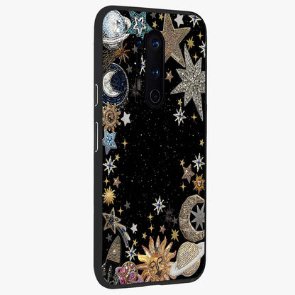 Galactic Jewel Stars Glass Case upright view showcasing glittering star jewel artwork with vibrant galaxy theme.