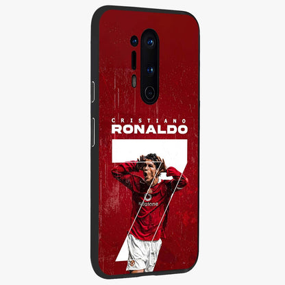 Goal Celebration Legacy Glass Case upright view showcasing dynamic football inspired artwork with victory celebration aesthetic.