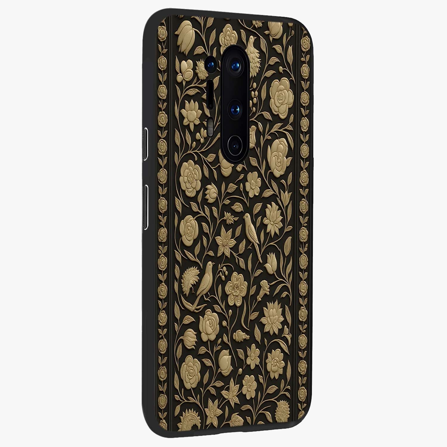 Golden Evil Eye Mandala Glass Case upright view showcasing decorative evil eye mandala artwork with spiritual aesthetic style.