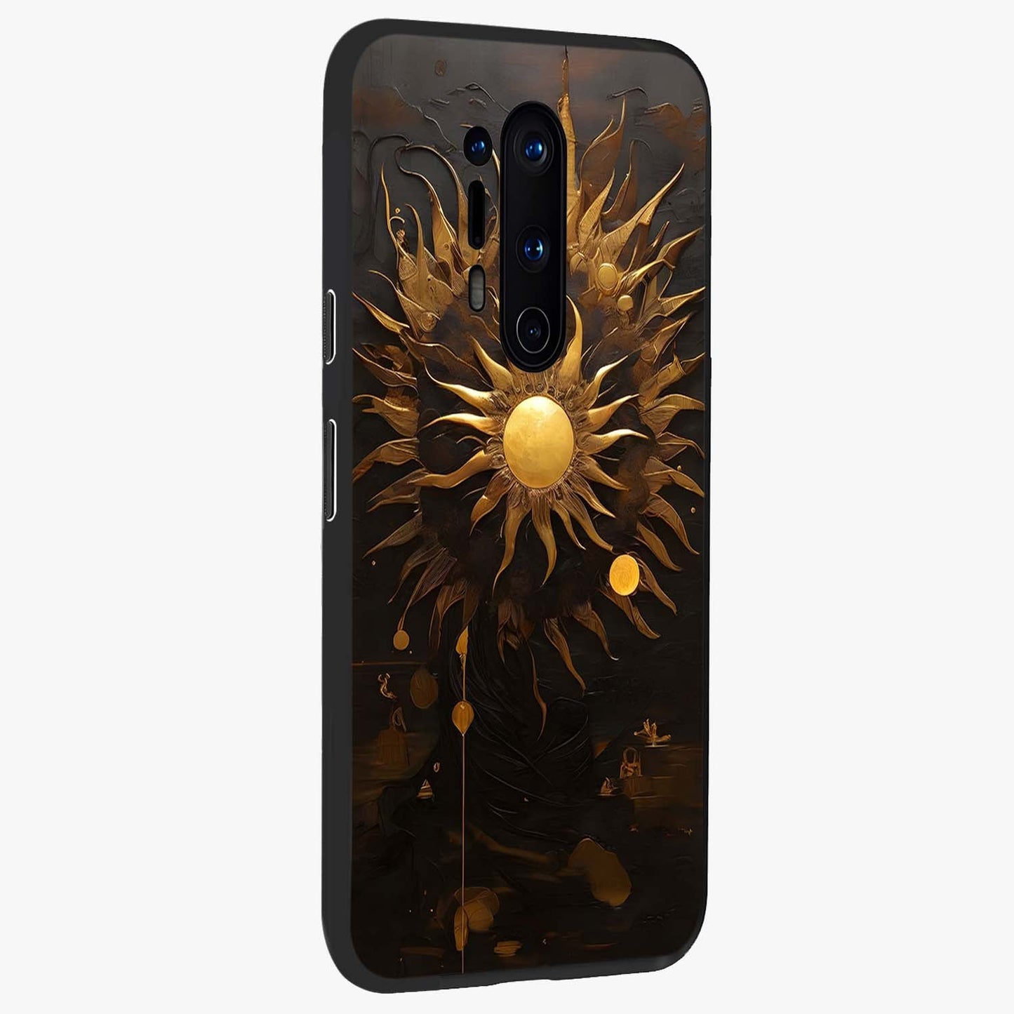 Golden Sun Majesty Glass Case upright view showcasing haunting graveyard artwork with dramatic dark theme.