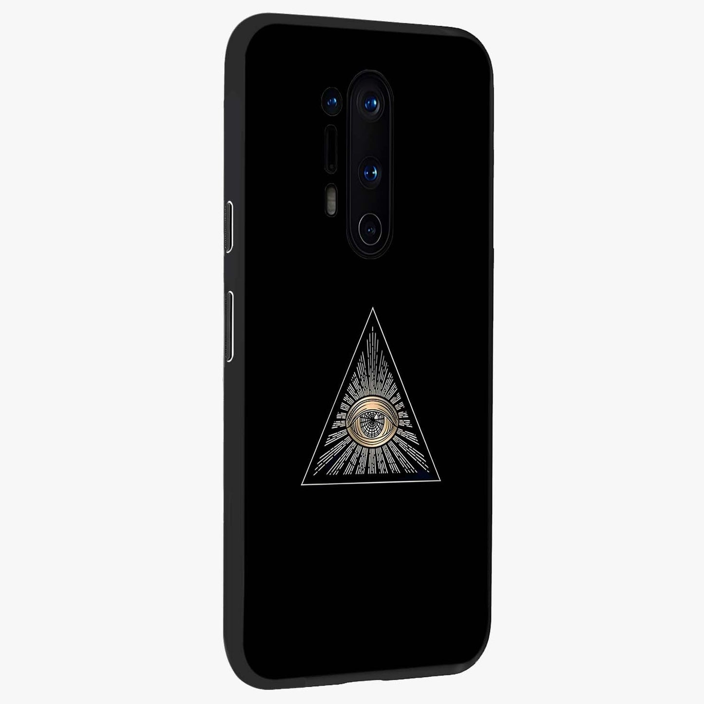Illuminati Evil Glass Case upright view showcasing striking illuminati artwork with mysterious symbolic theme.
