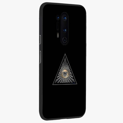 Illuminati Evil Glass Case upright view showcasing striking illuminati artwork with mysterious symbolic theme.