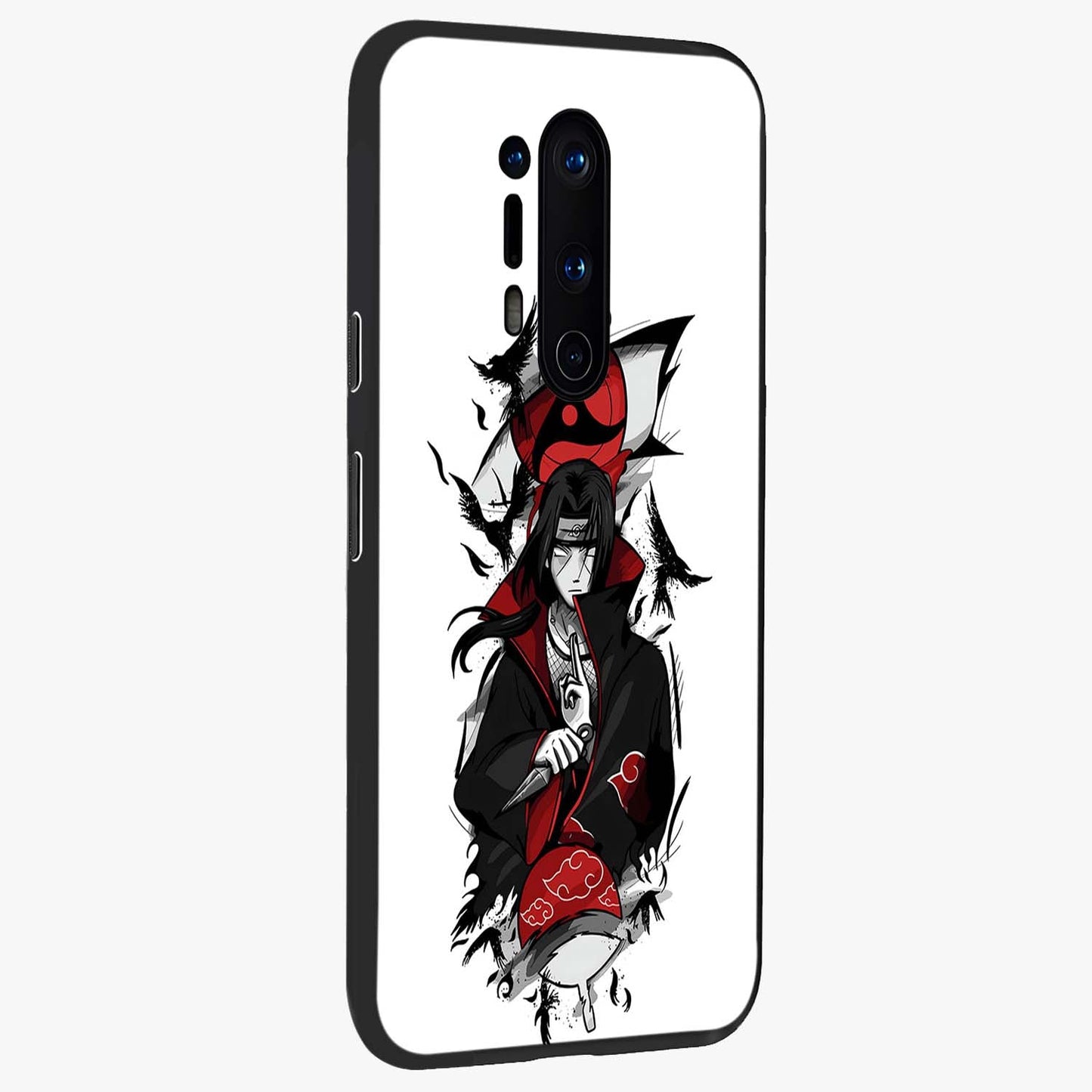 Itachi Limited Edition Naruto Anime Glass Case upright view showcasing intense anime artwork with powerful character theme.