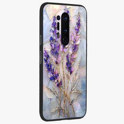 Lavender Dream Glow Glass Case upright view showcasing radiant lavender glow artwork with calming dreamy theme.