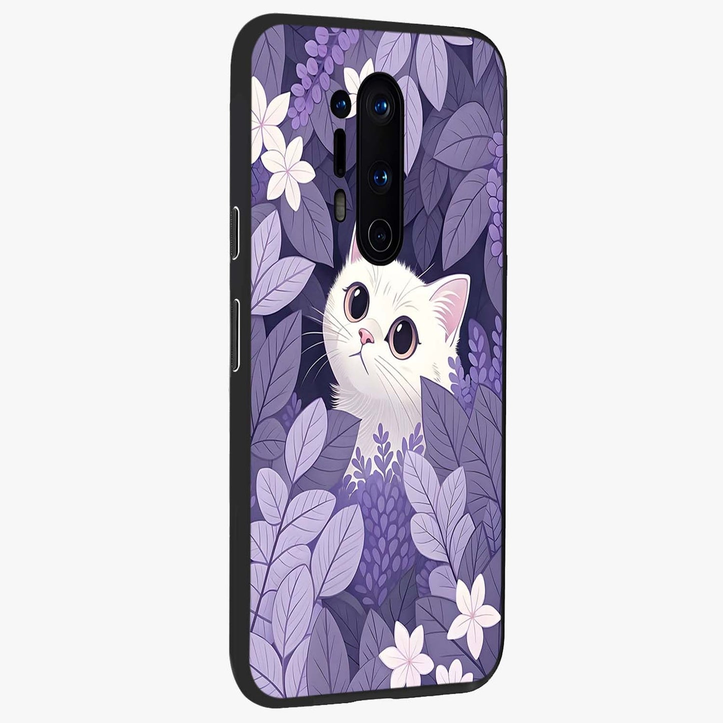 Lilac Hide Peek Cat Glass Case upright view showcasing charming cat artwork with adorable peek theme.
