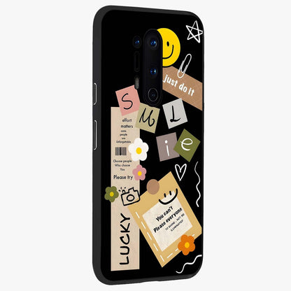 Lucky Aesthetic Collage Glass Case upright view showcasing vibrant collage artwork with youthful aesthetic theme.