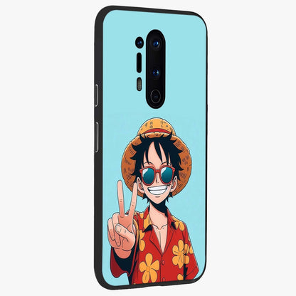 Luffy Summer Anime Vibe Glass Case upright view showcasing dynamic anime artwork with bright adventurous theme.