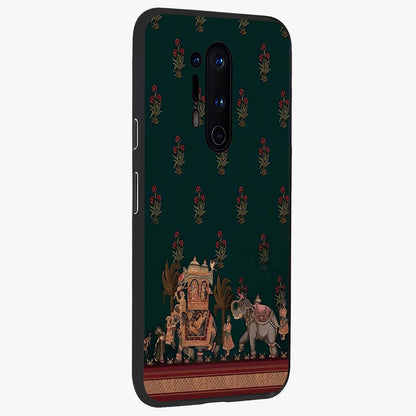 Macmerise Glass Case upright view showcasing bold artistic artwork with contemporary design theme.