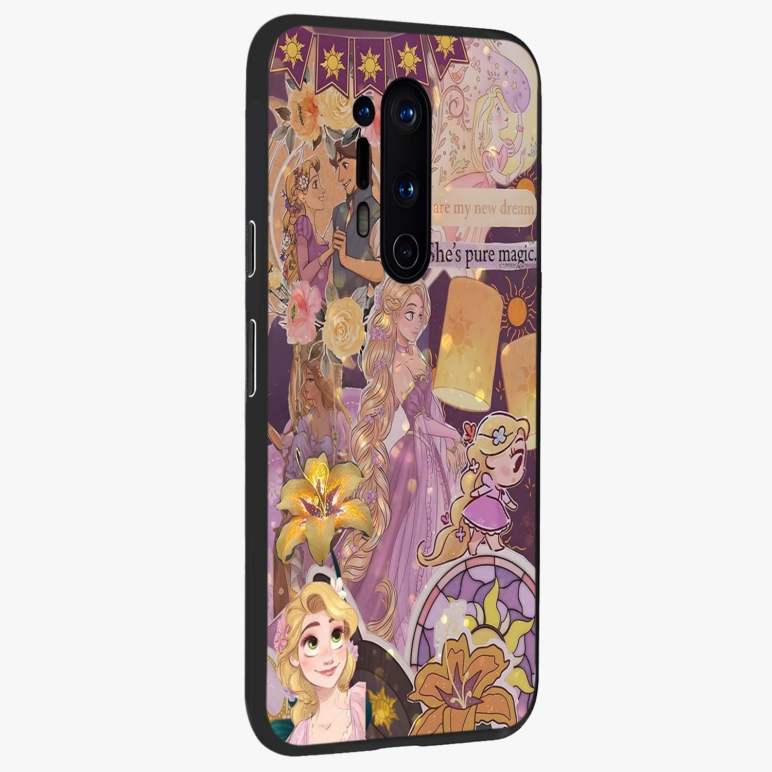 Magical Tangled Dream Glass Case upright view showcasing enchanting artistic artwork with dreamy fantasy theme.