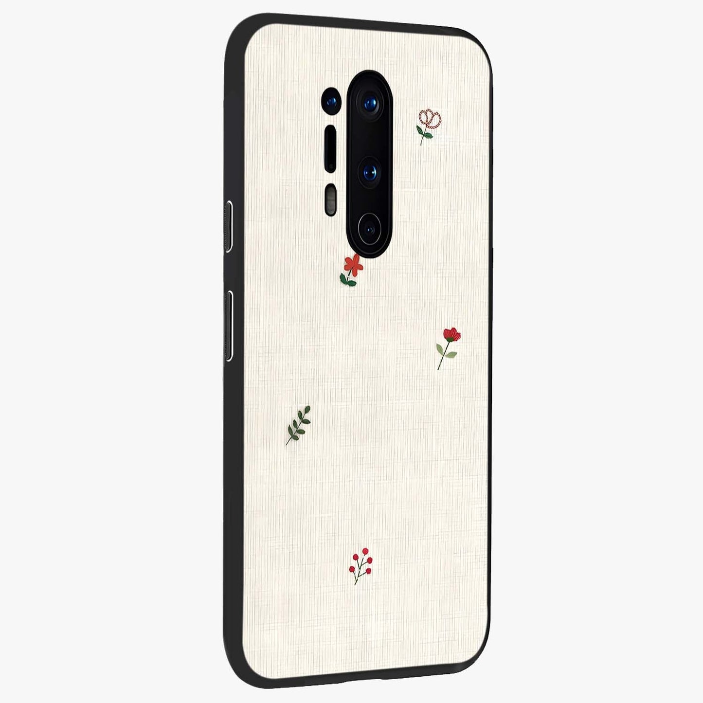 Minimalistic Blue With White Flower Pattern Glass Case upright view showcasing clean white flower artwork with calming blue theme.