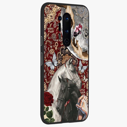 Moonlit Royal Stallion Glass Case upright view showcasing dramatic horse artwork with glowing moon themed design.