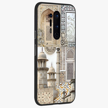Mughal Marble Legacy Glass Case upright view showcasing ornate Mughal design with luxurious traditional theme.