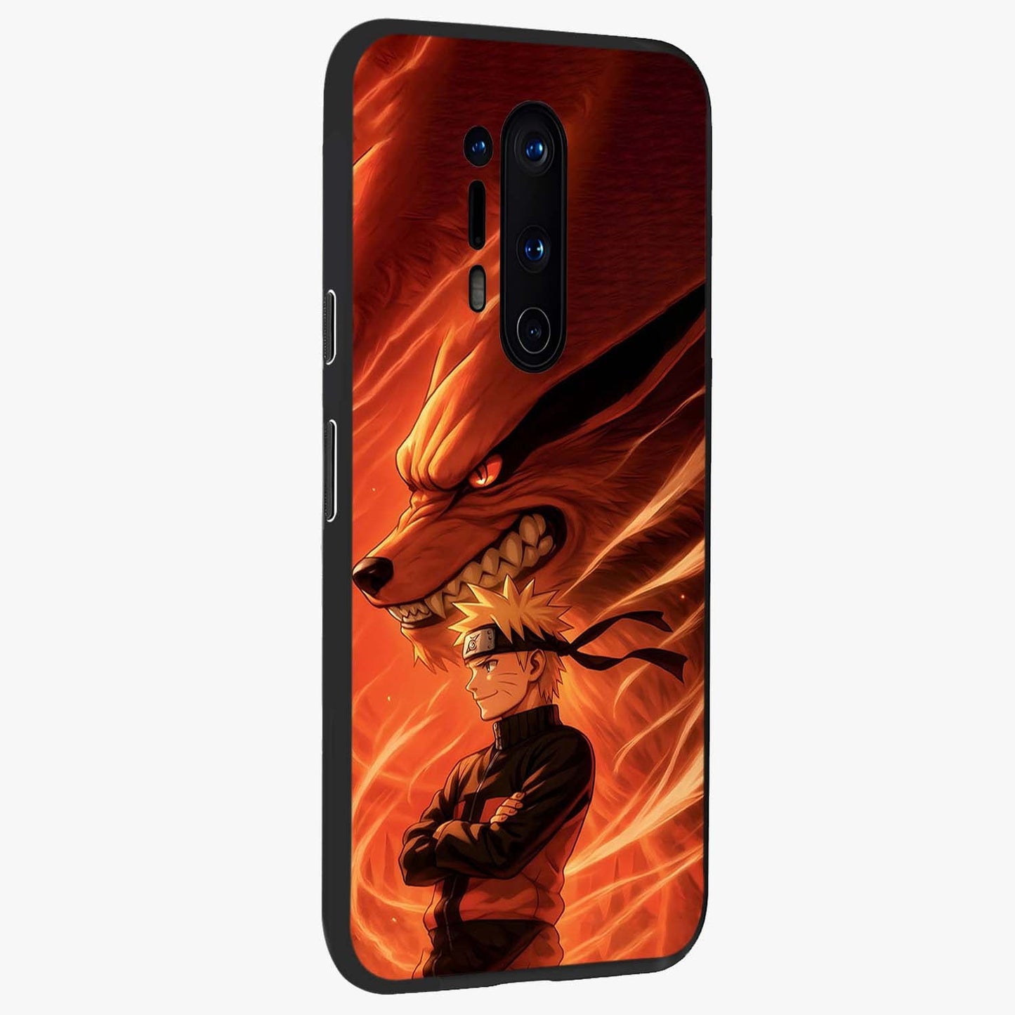 Nine Tails Legacy Glass Case upright view showcasing dramatic nine-tails artwork with intense anime themed design.