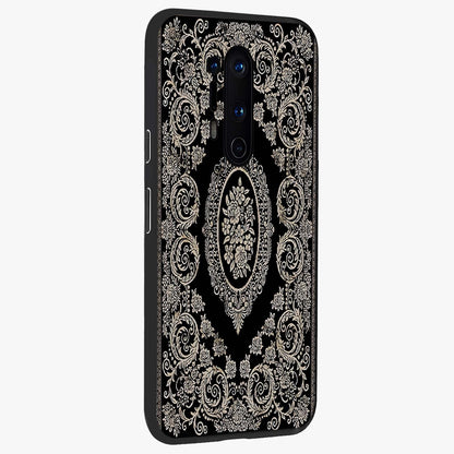 Noir Bloom Elegance Glass Case upright view showcasing graceful floral artwork with luxurious dark theme.