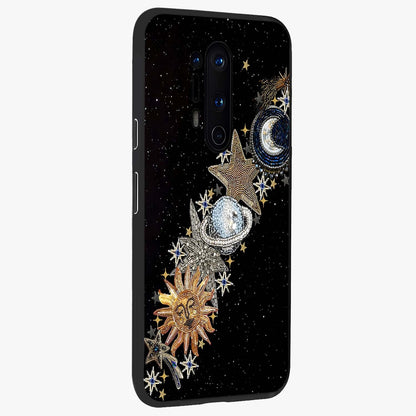 Pearls Universe Object Glass Case upright view showcasing decorative pearl themed artwork with cosmic elegance.