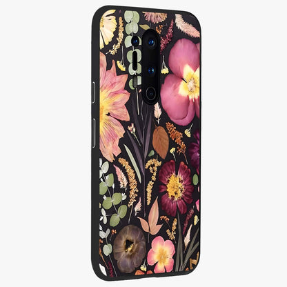 Petal Dream Tapestry Glass Case upright view showcasing detailed floral tapestry artwork with artistic nature theme.