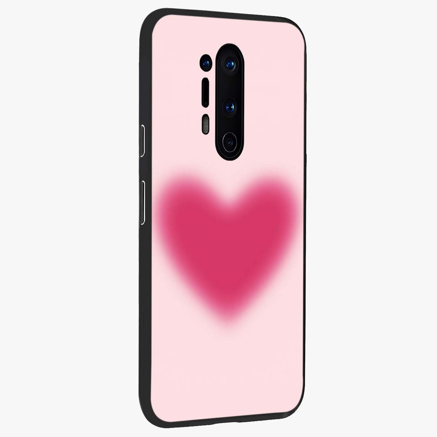 Pink Aura Heart Glass Case upright view showcasing romantic heart artwork with soft pastel theme.