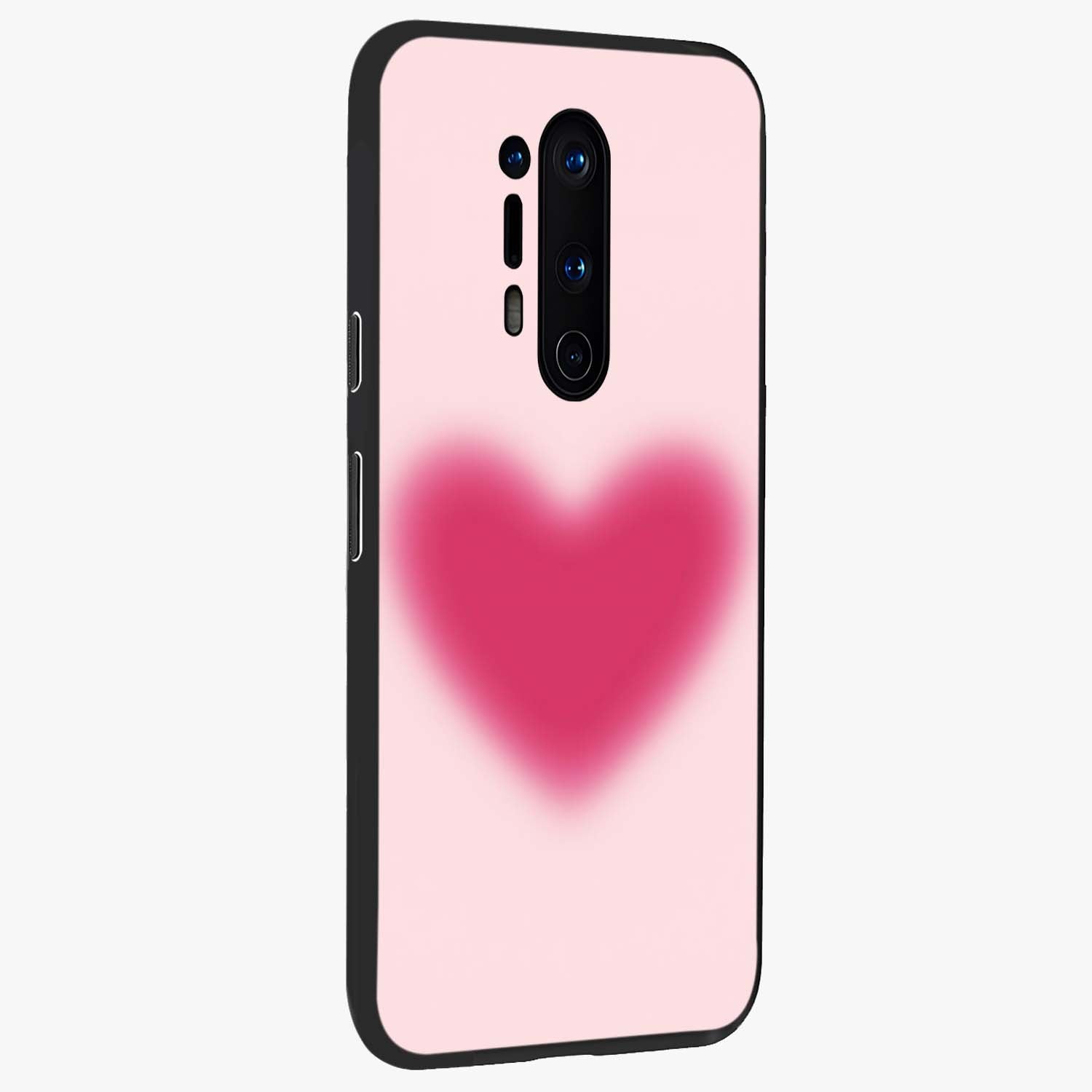 Pink Aura Heart Glass Case upright view showcasing romantic heart artwork with soft pastel theme.