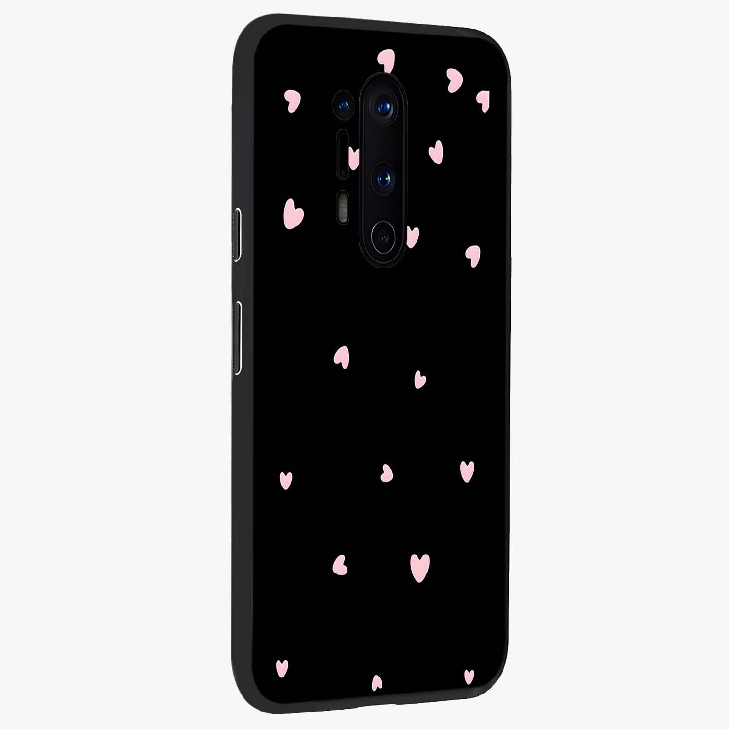 Pink Love Drops Glass Case upright view showcasing charming heart drop artwork with romantic playful theme.