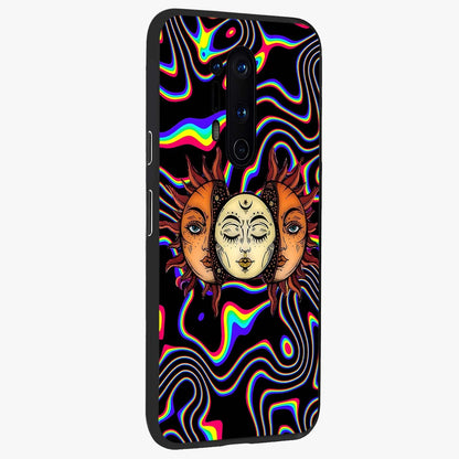 Psychedelic Sun Glass Case upright view showcasing trippy sun artwork with bold psychedelic theme.