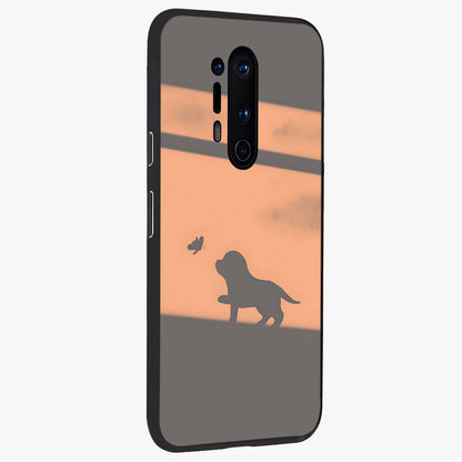 Puppy Shadow Art Glass Case upright view showcasing charming puppy artwork with creative silhouette theme.