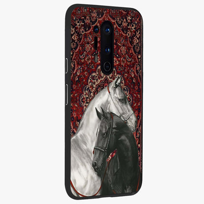Regal Stallion Tapestry Glass Case upright view showcasing powerful horse artwork with elegant tapestry theme.