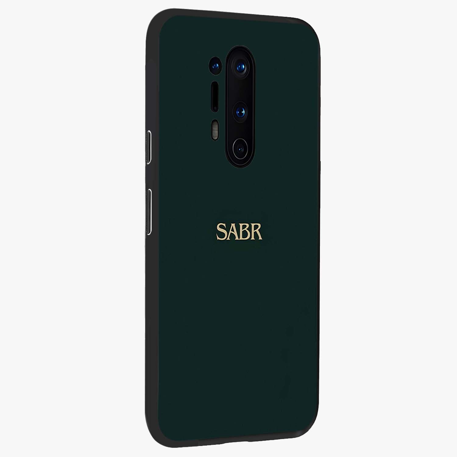 Sabr Minimal Patience Glass Case upright view showcasing calm minimalist artwork with motivational patience theme.