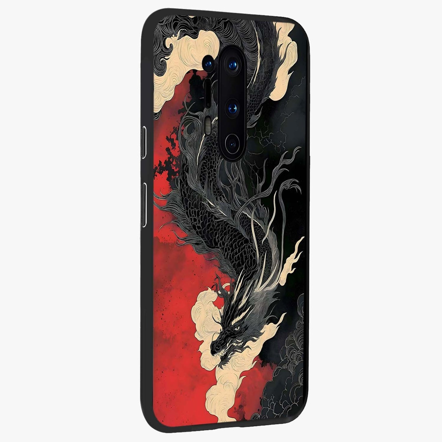 Shadow Dragon Fury Glass Case upright view showcasing intense dragon artwork with dramatic shadow theme.