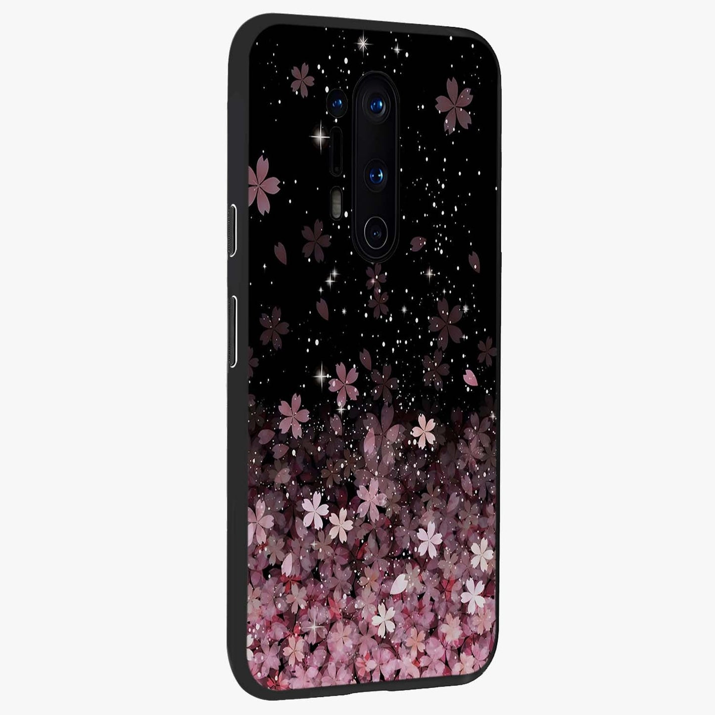 Small Starry Flowers Glass Case upright view showcasing charming floral artwork with dreamy starry theme.