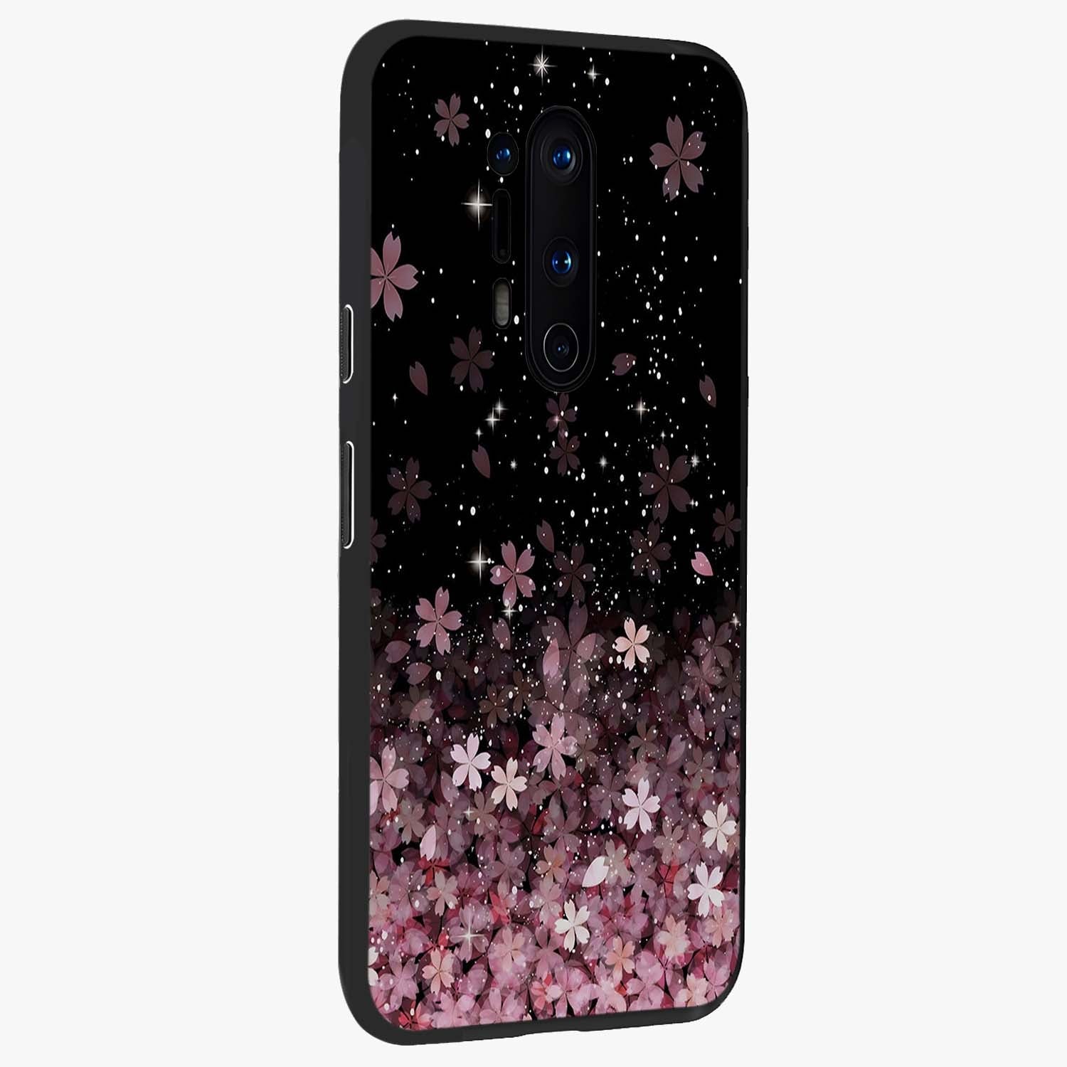 Small Starry Flowers Glass Case upright view showcasing charming floral artwork with dreamy starry theme.