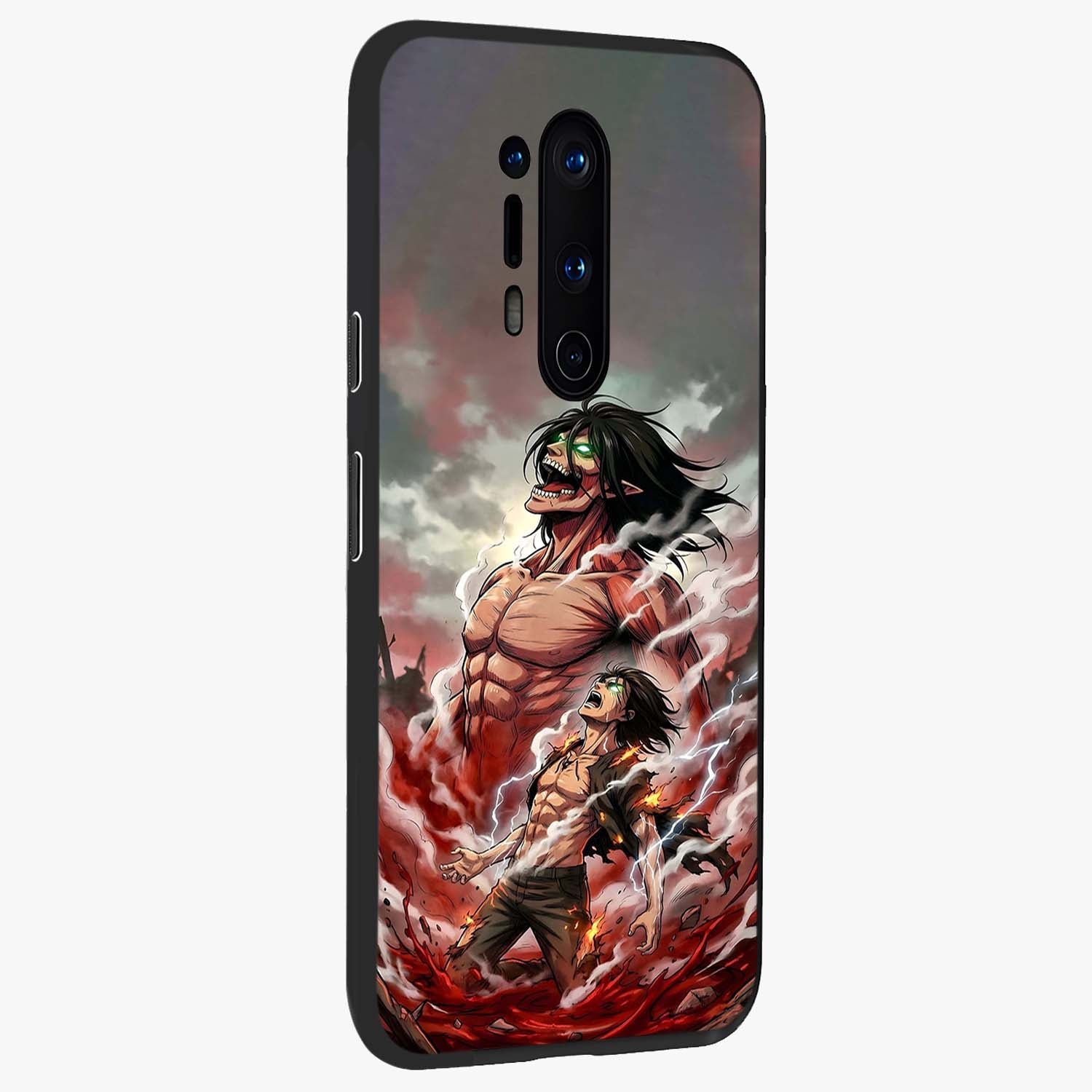Titan Awakening Fury Glass Case upright view showcasing intense titan artwork with epic fantasy theme.