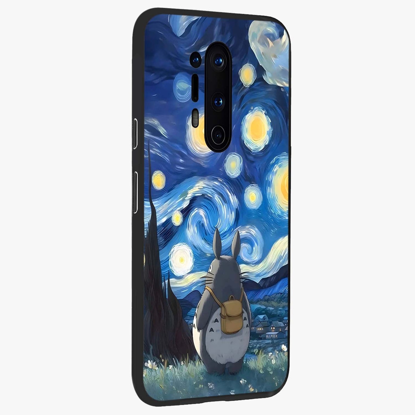 Totoro In Van Gogh Art Glass Case upright view showcasing creative character artwork with painterly artistic theme.