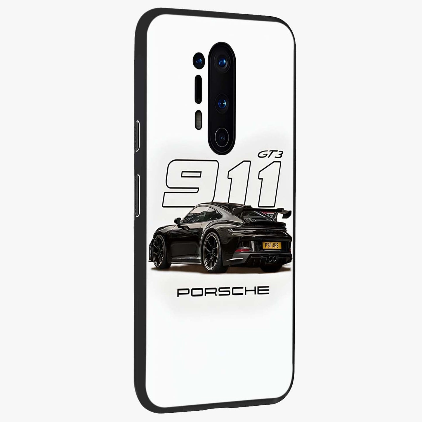 Turbo Legacy Icon Glass Case upright view showcasing bold racing inspired artwork with classic car theme.