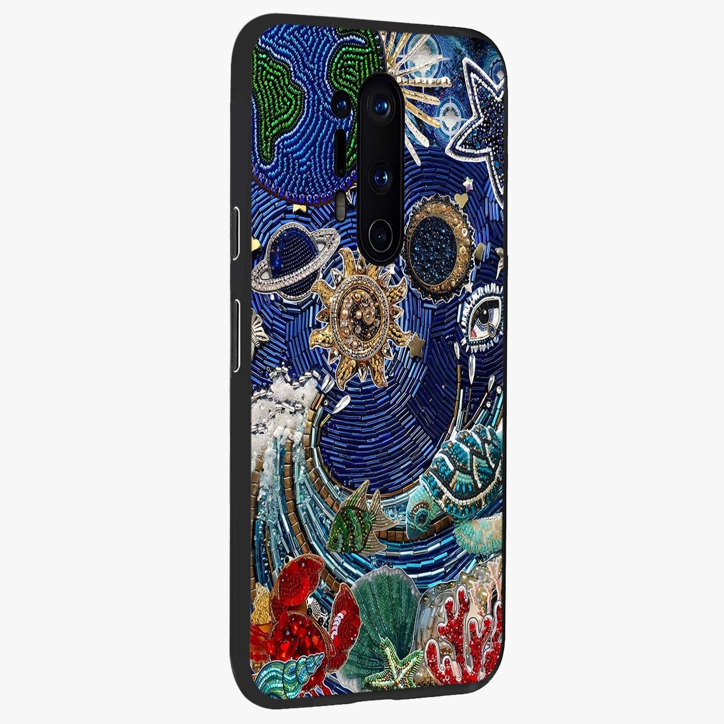 Universe Underwater Spark Glass Case upright view showcasing magical underwater galaxy artwork with vibrant cosmic theme.