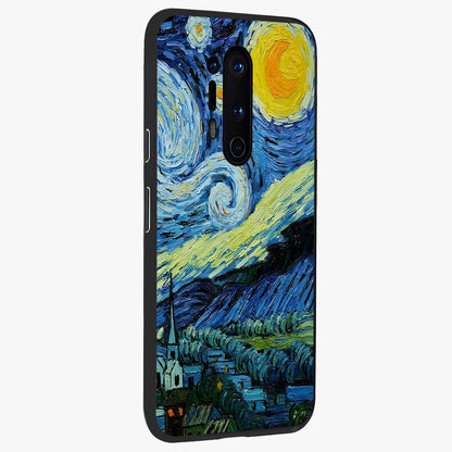 Van Gogh Art Glass Case upright view showcasing expressive painting style artwork with timeless artistic theme.