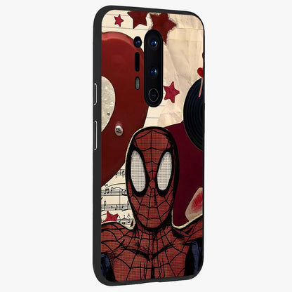 Web Warrior Vibes Glass Case upright view showcasing energetic superhero artwork with bold action theme.