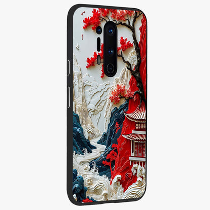 Whispers Of Sakura Waves Glass Case upright view showcasing delicate cherry blossom artwork with elegant nature theme.