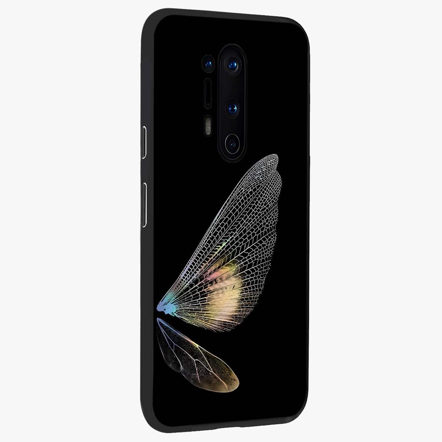 Whispers Of Wings Glass Case upright view showcasing elegant wing artwork with light airy theme.