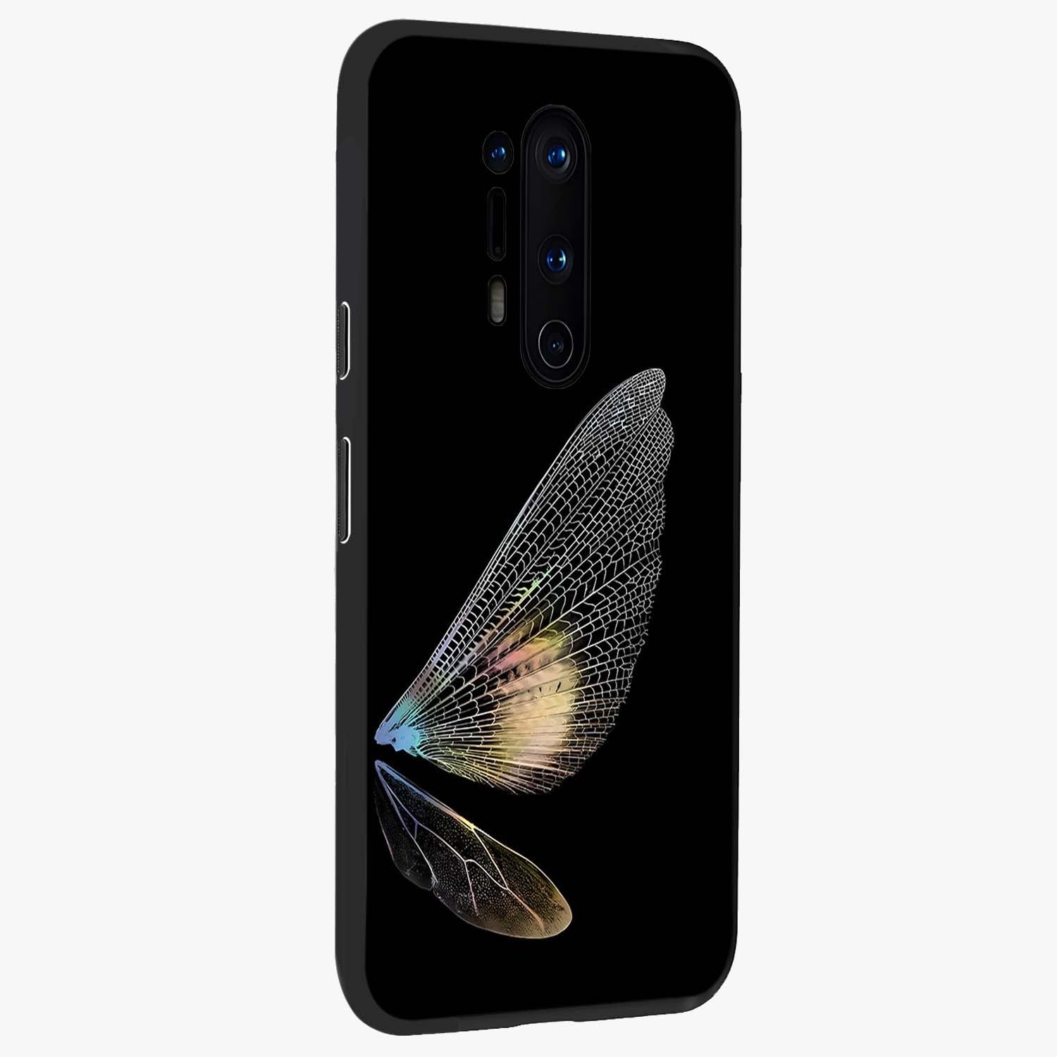Whispers Of Wings Glass Case upright view showcasing elegant wing artwork with light airy theme.