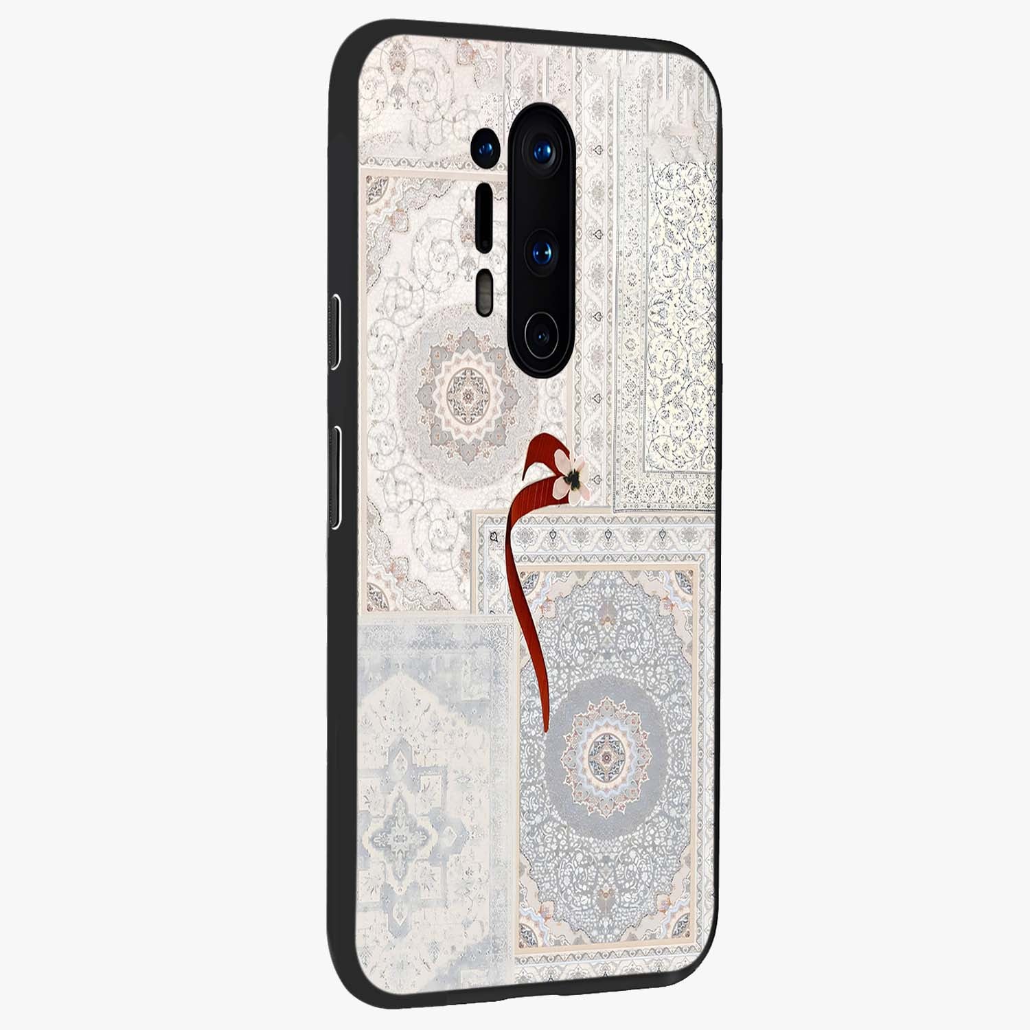 White Aesthetic Bow Glass Case upright view showcasing delicate ribbon bow artwork with cute minimalist theme.