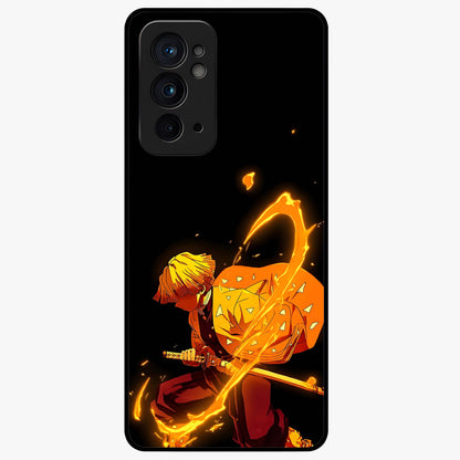 Thunder Flame Execution Glass Case showing flat back view with powerful flame and lightning artwork and glossy glass finish.