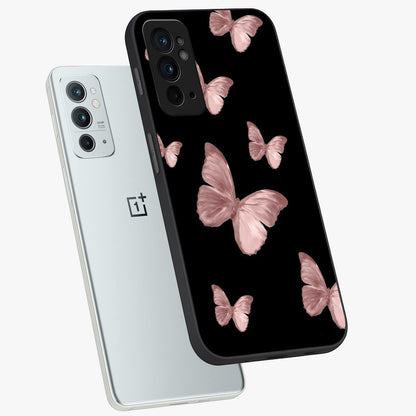 Butterfly Pattern Glass Case displayed in angled mockup highlighting delicate butterfly design and aesthetic pattern style.