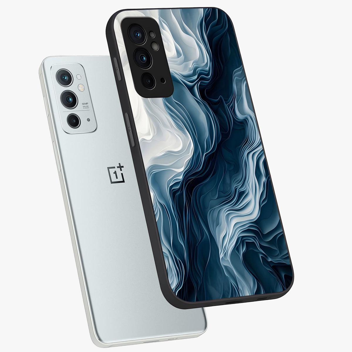 Ethereal Paper Marble Glass Case displayed in angled mockup highlighting elegant marble pattern with modern aesthetic style.