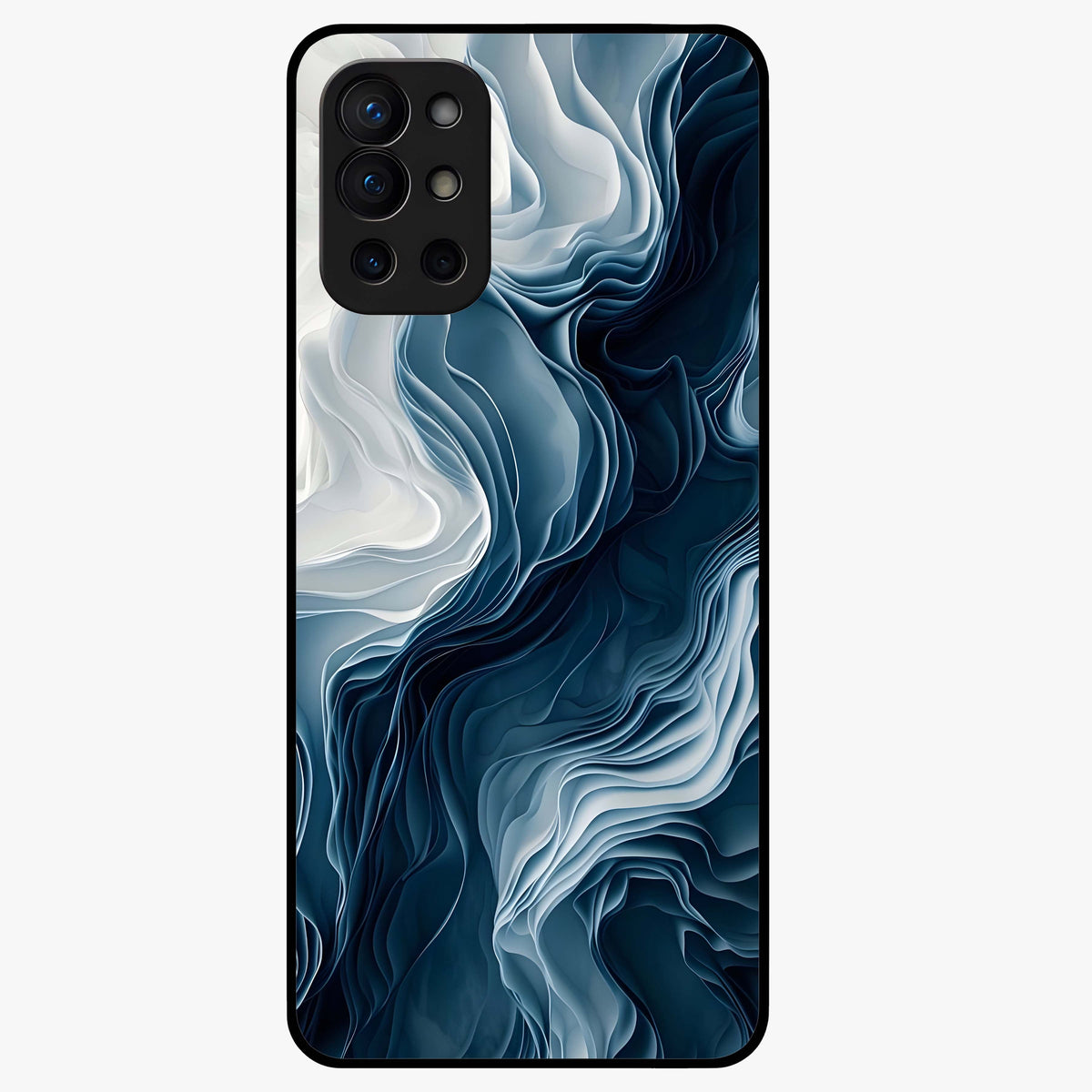 Ethereal Paper Marble Glass Case showing flat back view with soft marble paper texture artwork and glossy glass finish.