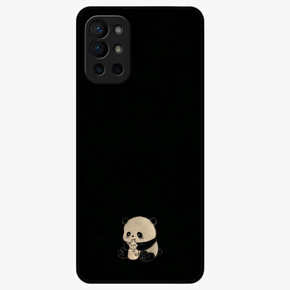 Midnight Panda Love Glass Case showing flat back view with cute panda themed artwork and glossy glass finish.