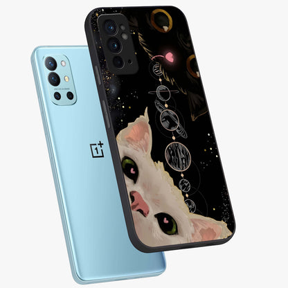 Galactic Cat Glass Case displayed in angled mockup highlighting celestial feline illustration with galaxy aesthetic style.