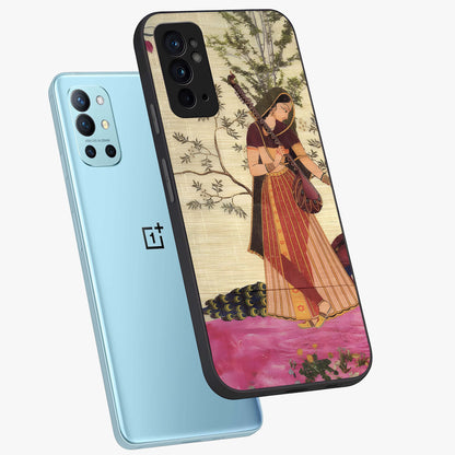 Lady With Veena Art Glass Case displayed in angled mockup highlighting graceful musical illustration with cultural artistic aesthetic.