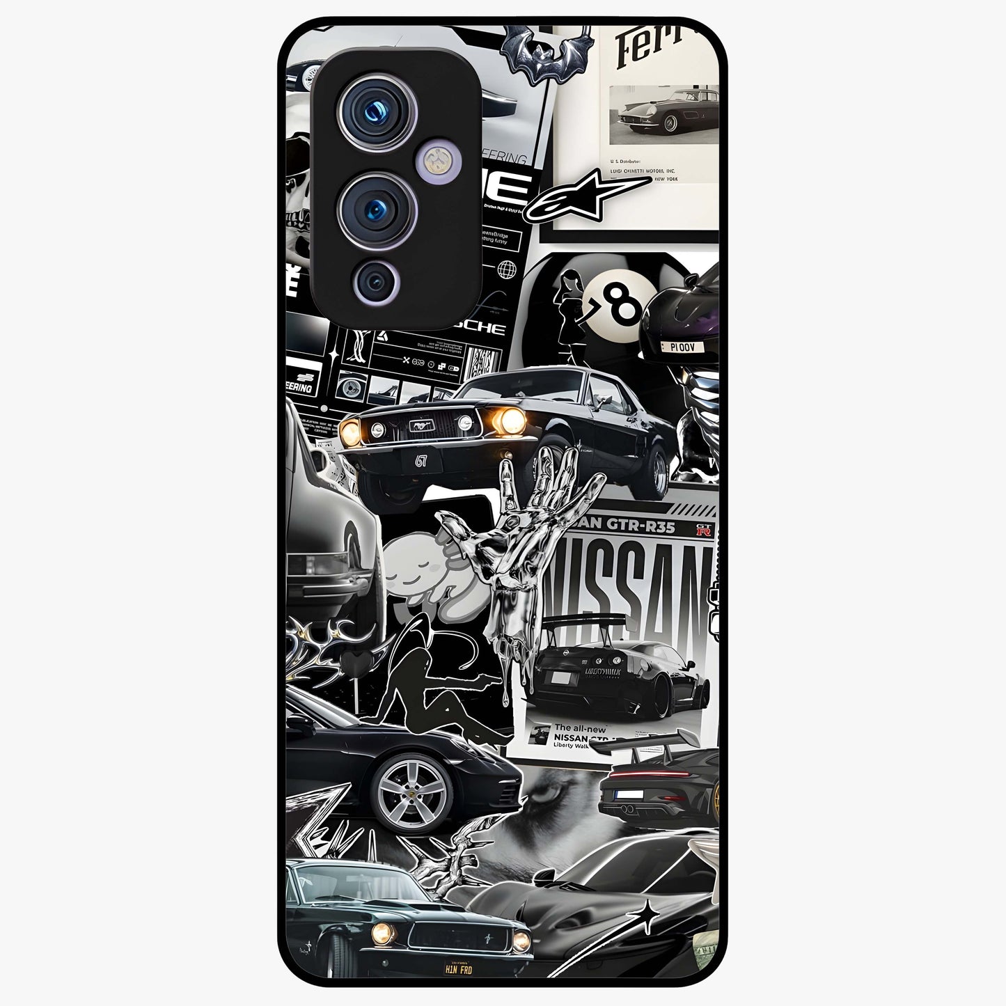 Aesthetic Dark Love Glass Case showing flat back view with dark romantic artwork and glossy glass finish.