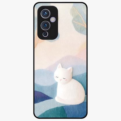 Cotton Dream Cat Glass Case showing flat back view with soft dreamy cat artwork and glossy glass finish.