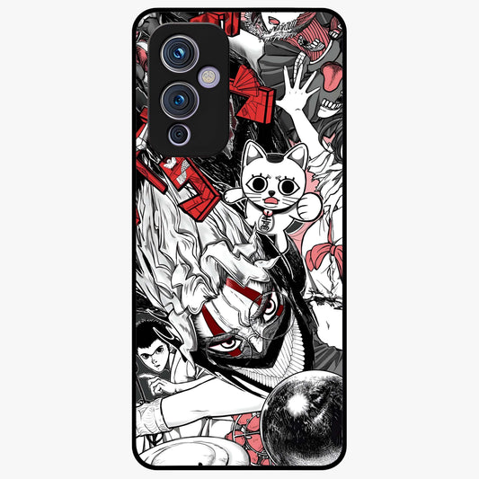 Crimson Chaos Panel Glass Case showing flat back view with bold crimson abstract artwork and glossy glass finish.